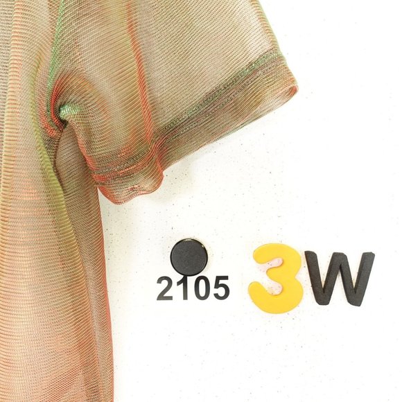 SILENCE +‎ NOISE Womens Brown Green T Shirt SMALL Sheer Sparkle Iridescent Mesh - Picture 13 of 13